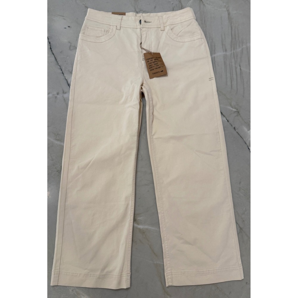 Toad&Co Women Earthworks Wide Leg High Rise Pants Off White Natural Sz 8 NWT 100